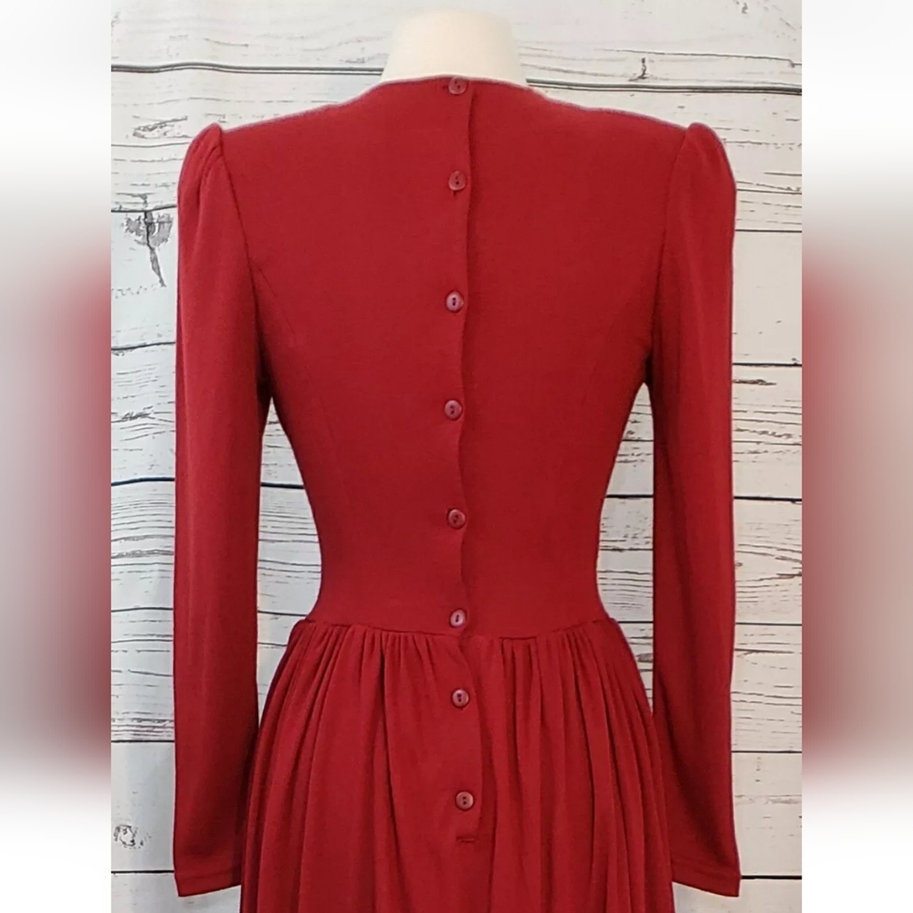 Vintage Gunne Sax Dress, Red Christmas Dress, White Lace, Size 9, Medium RARE! - Picture 6 of 9